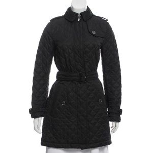 Burberry Brit black and nova plaid quilted coat XS